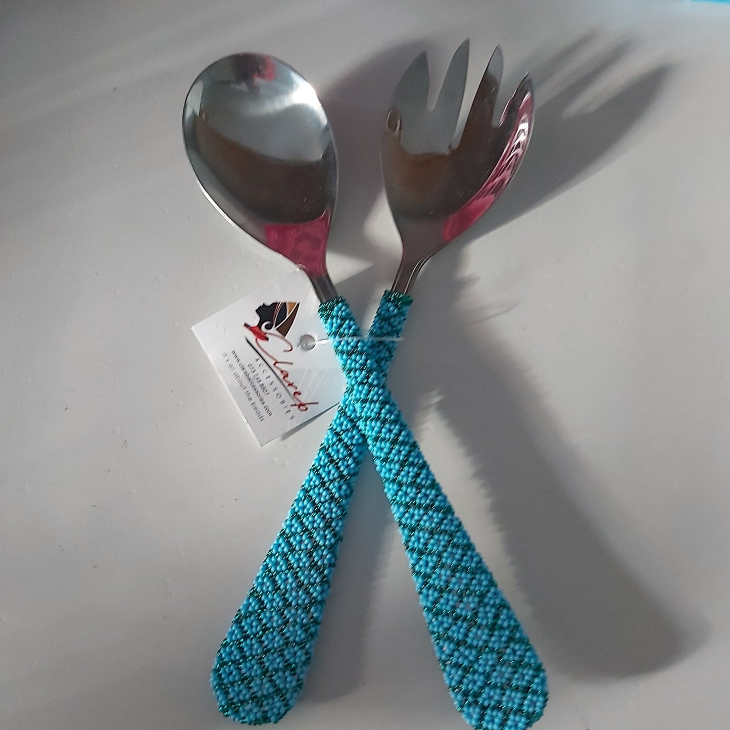 2x Beaded Salad Servers set