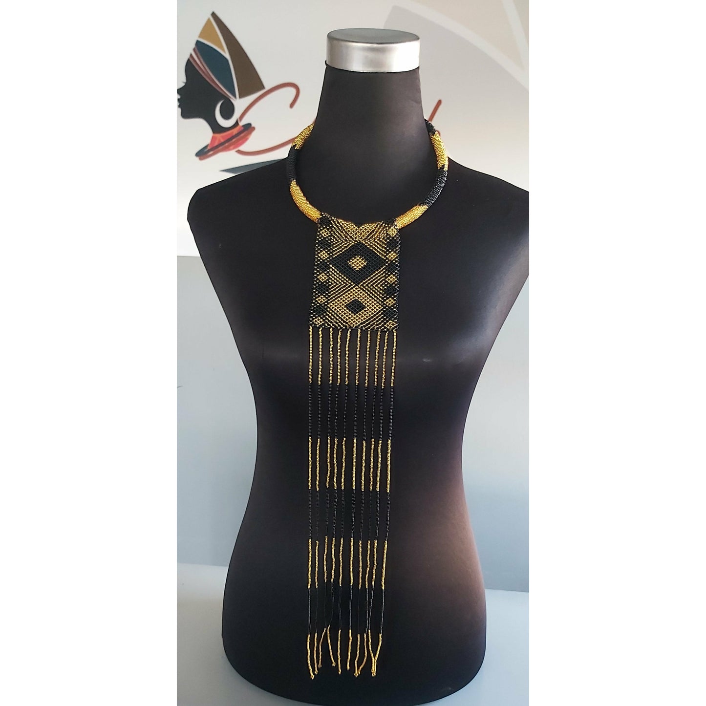 Beaded Neckring with Tassels