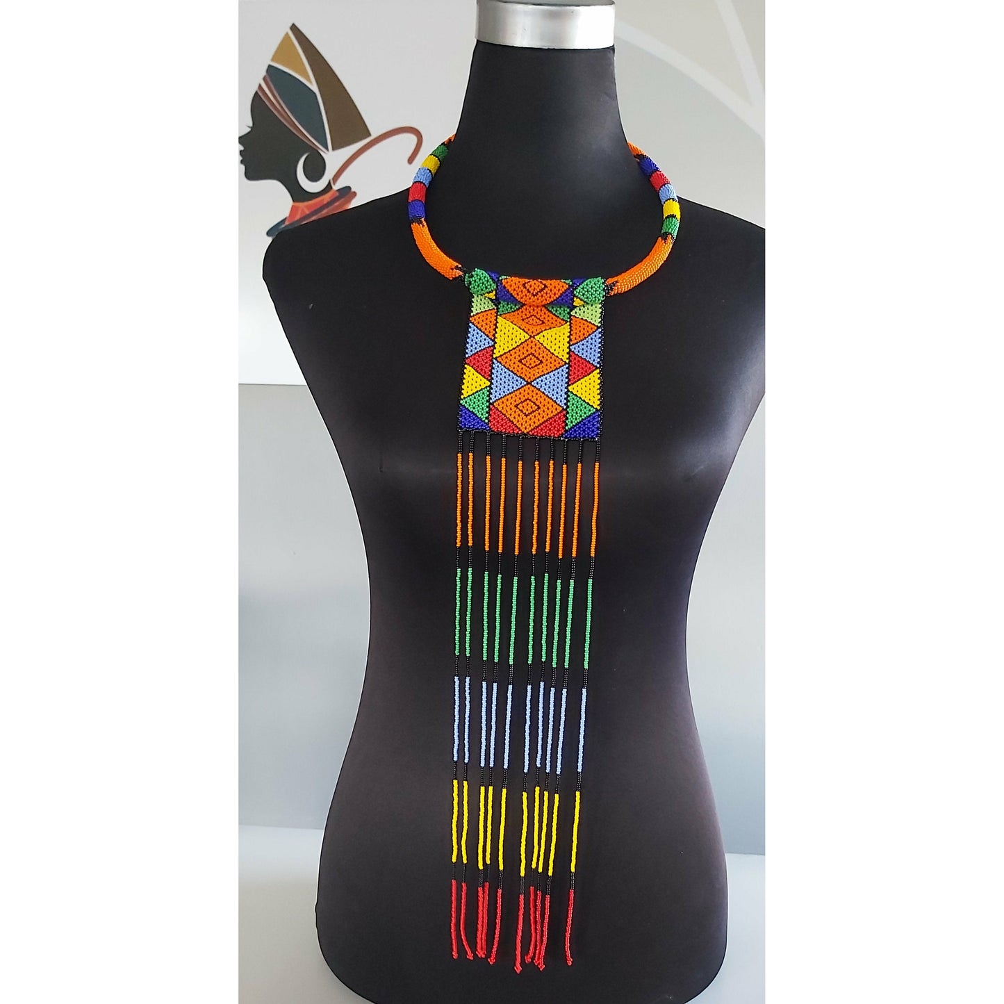 Beaded Neckring with Tassels