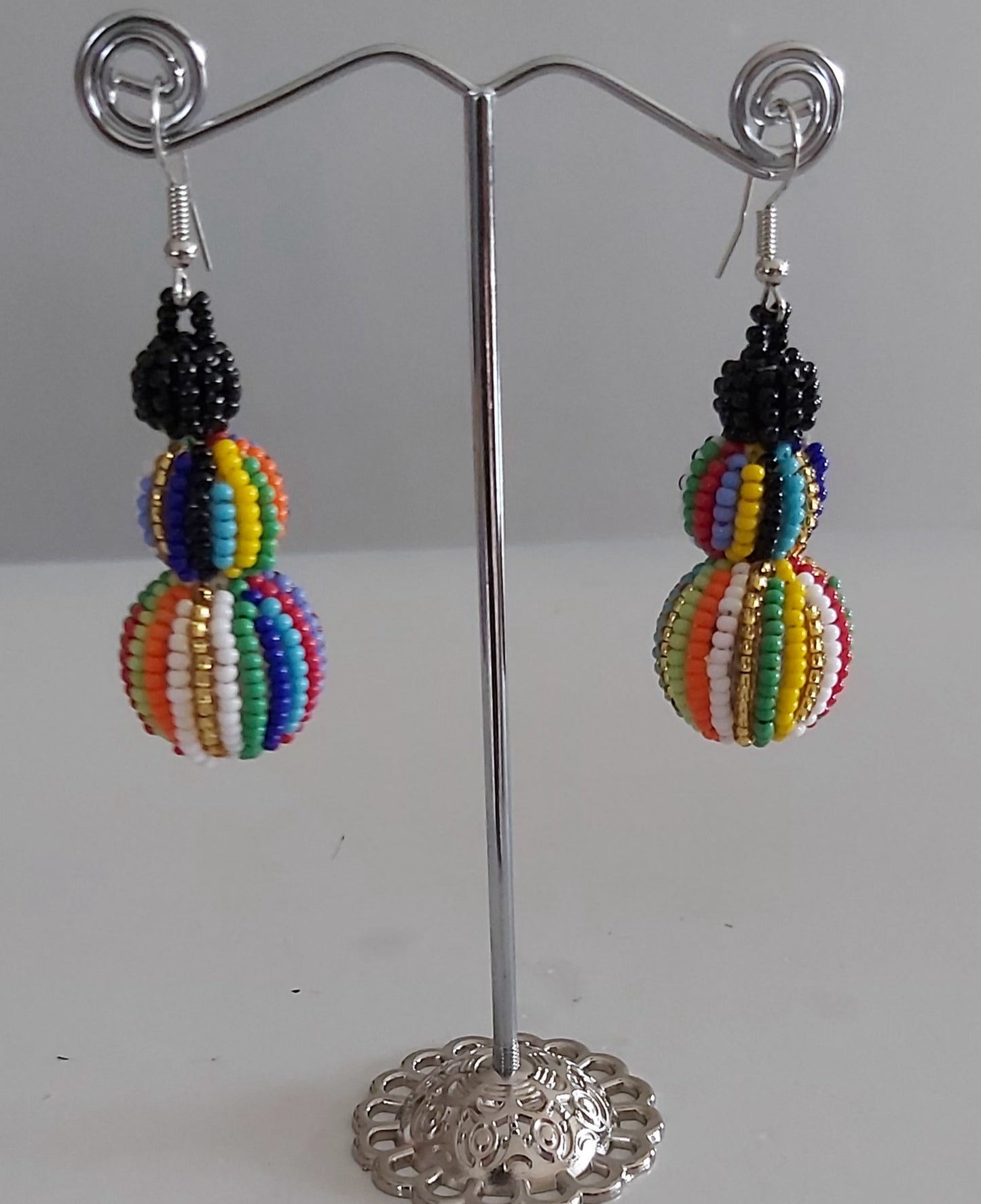 3 Ball Beaded Earrings