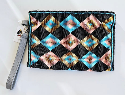 Beaded Leather Clutchbag