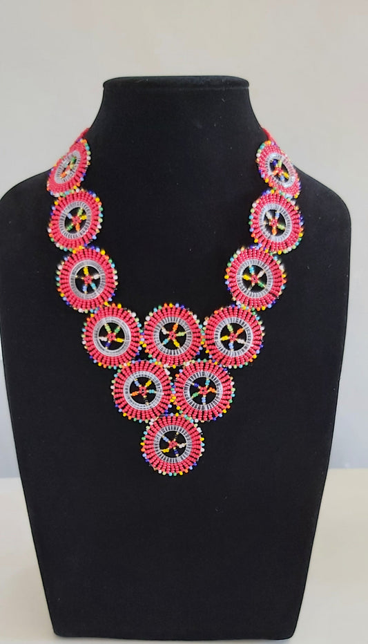 Beaded V Circle Neckpiece