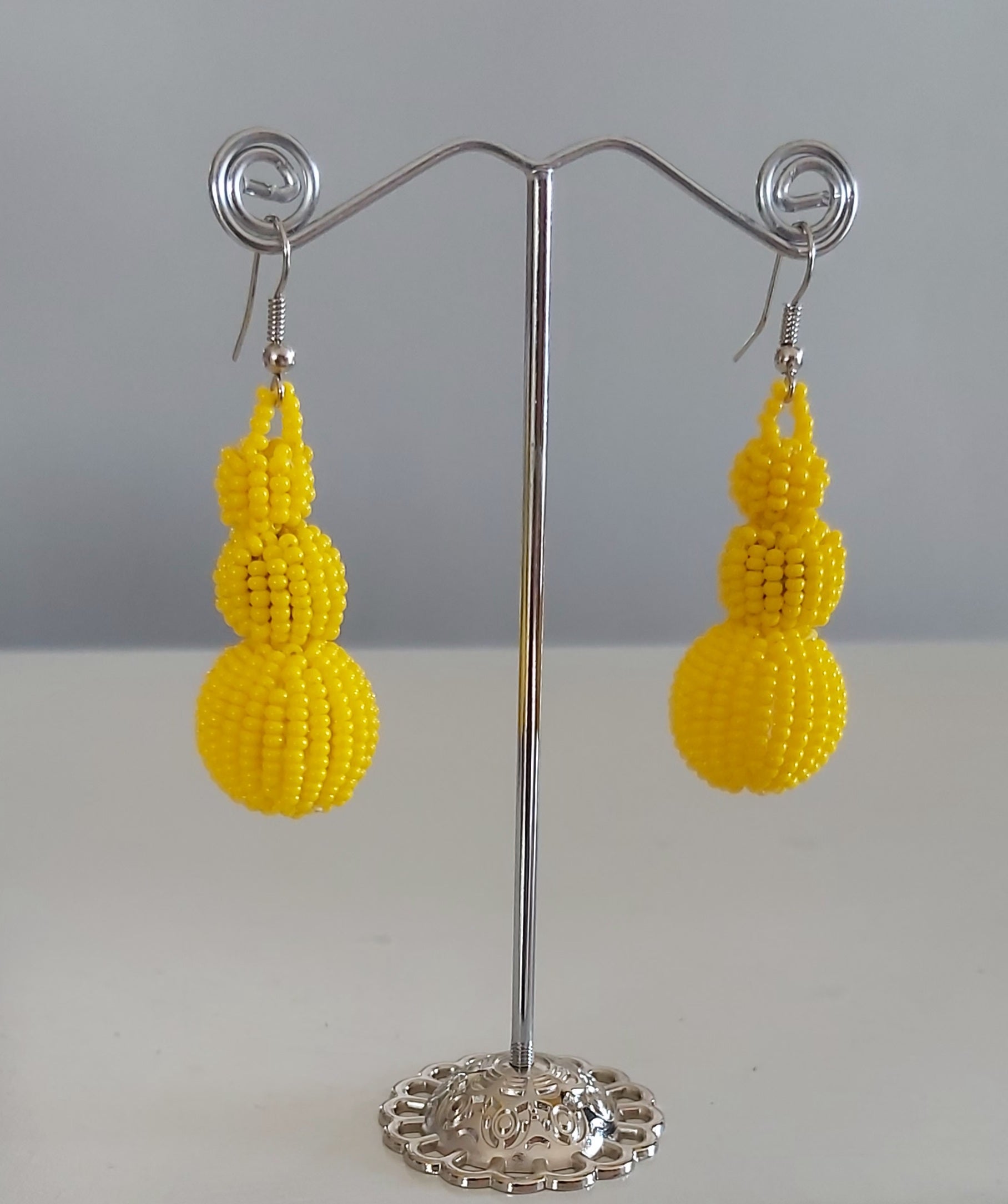 Beaded Ball Earrings Statement Earrings Beads Ball Drop - Etsy | Pom pom  earrings, Beaded, Seed bead earrings